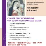 Il Natale di Greccio, incontro al Cenacolo San Marco con Marco Bartoli e Domenico Paoletti